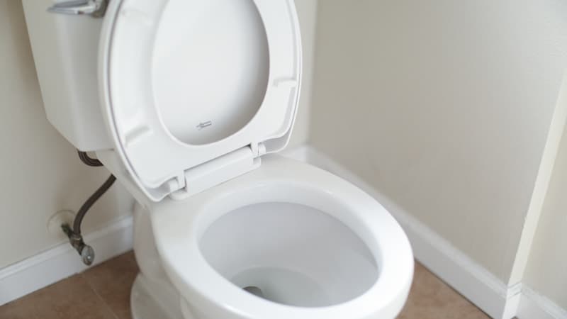 Real installed toilet in a clean bathroom