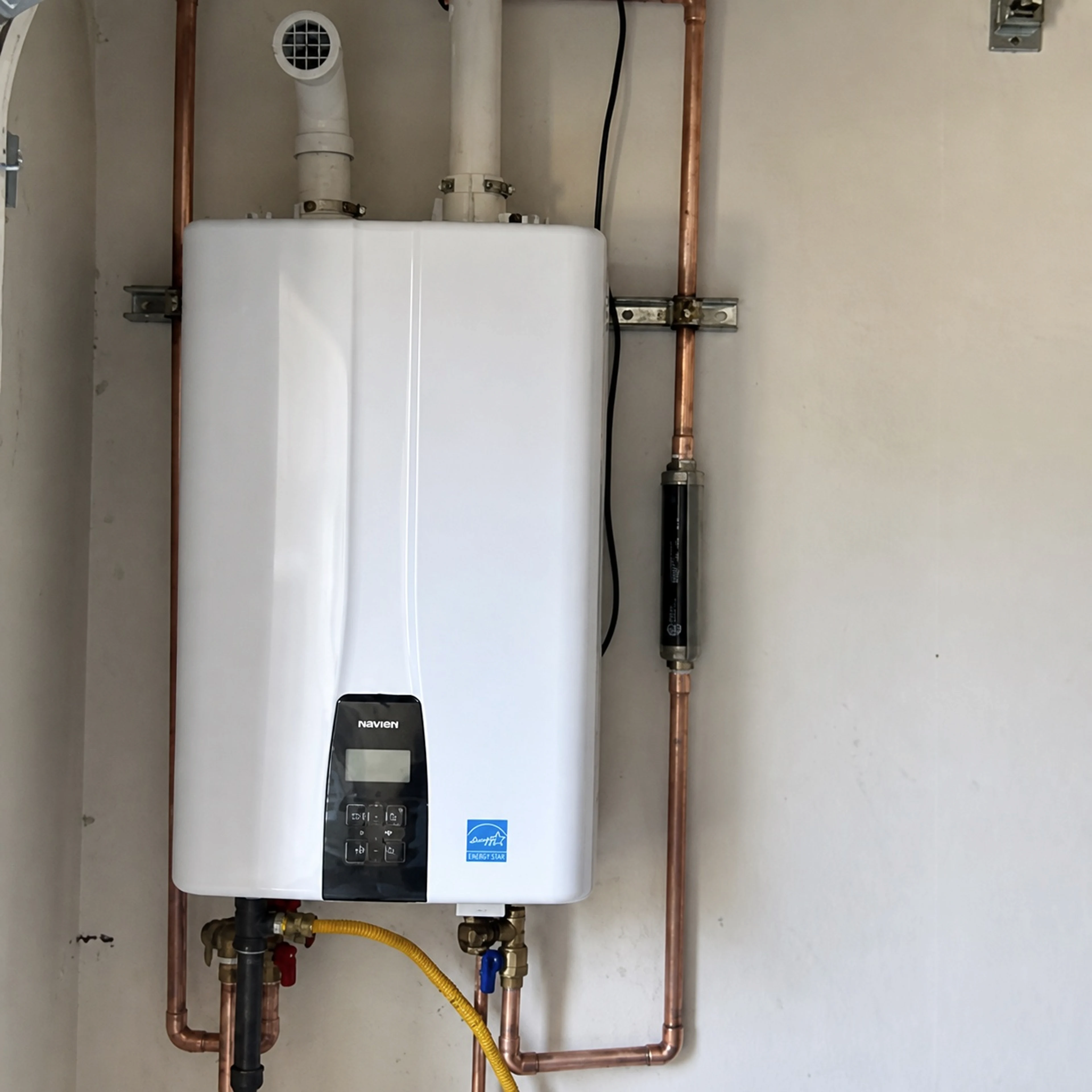 Completed tankless water heater installation