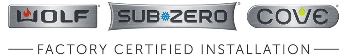 Wolf, Sub-Zero, and Cove Factory Certified Installation marks